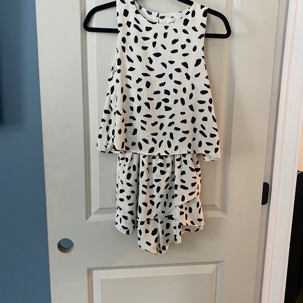 Polka dot layered romper